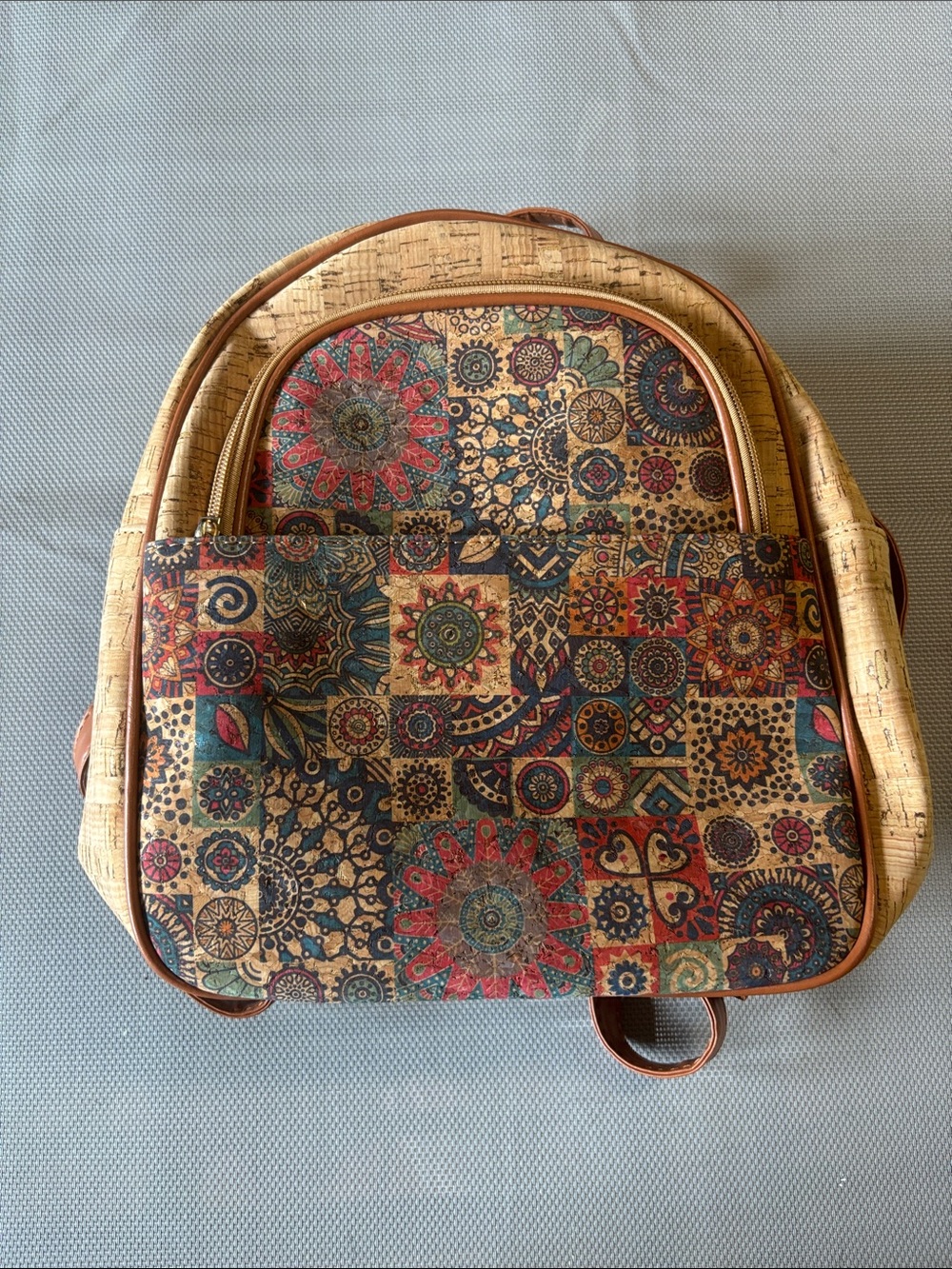 Mandala Patchwork Cork Backpack - Multicolor
